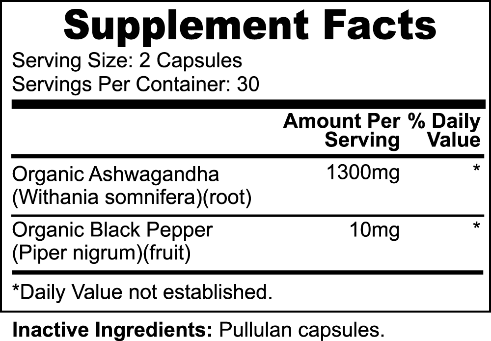 Vitality Ashwagandha With Black Pepper Capsules
